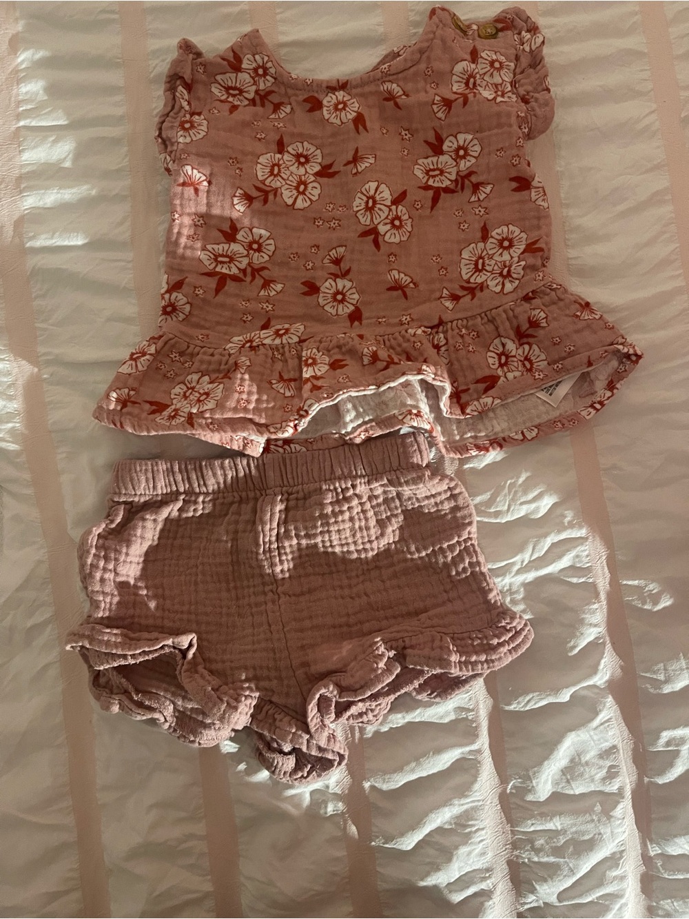 Cat & Jack Pink Floral Peplum Top & Matching Shorts Set